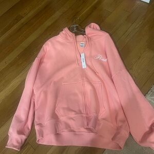 NEW WITH TAGS LARGE PINK Victoria's Secret Coral Zip-Up Jacket